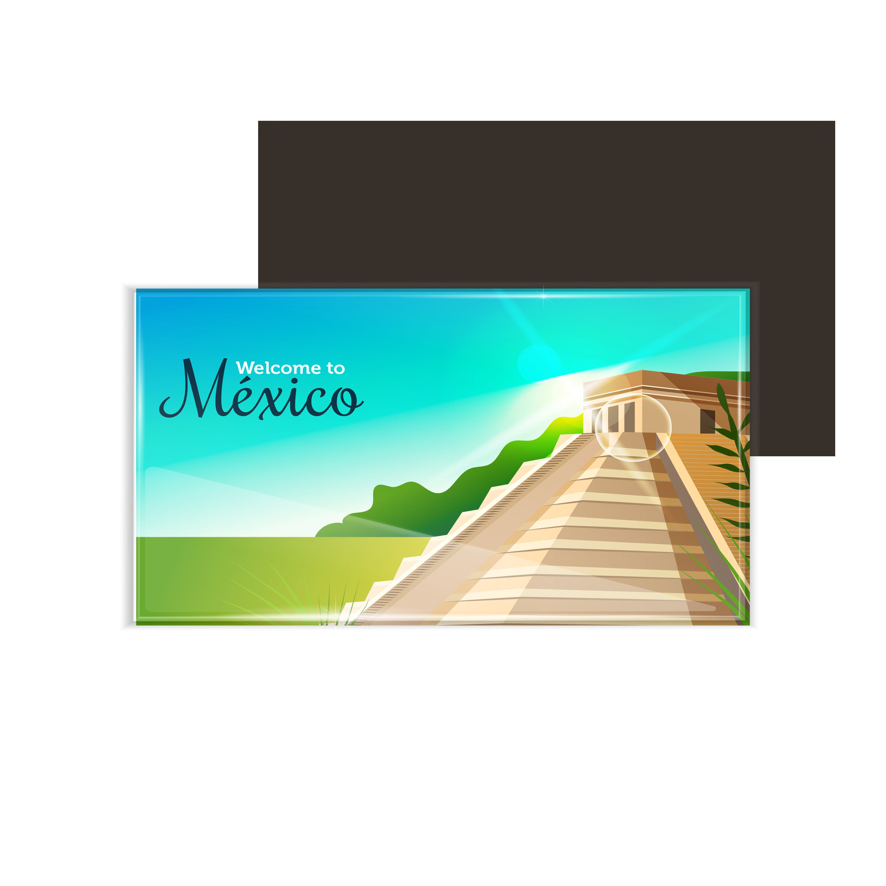 dhcrafts Fridge Magnet Rectangle Acrylic Glass (8.6 x 5.4 cm) Multicolor Travel Mexico D4 Design Pack of 1